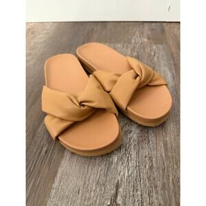 J.Crew Factory Light Caramel twisted strap slide sandals sz 9 NWOT
